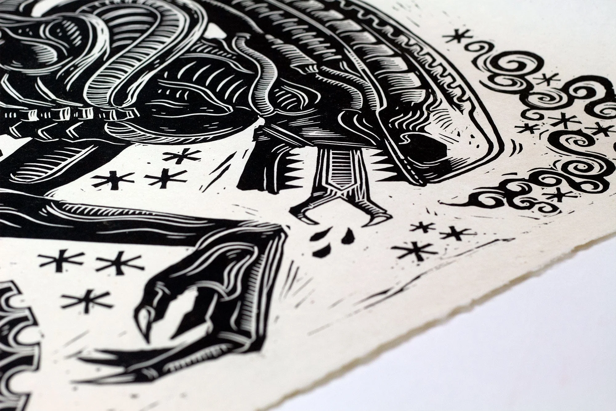Alien Linocut Poster