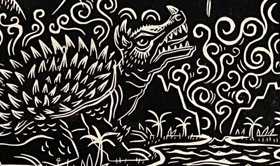 3842-godzilla-vs-mechagodzilla-linocut-poster-2.jpg Godzilla Vs Mechagodzilla Linocut Poster