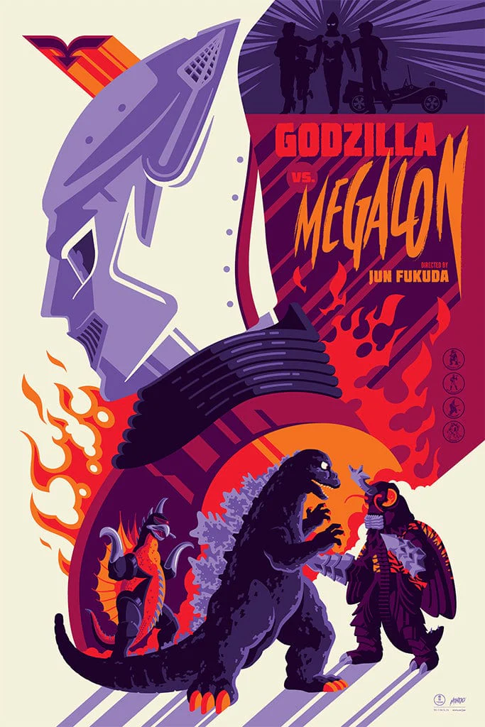 3844-godzilla-vs-megalon-screenprinted-poster-1.webp Godzilla Vs Megalon Screenprinted Poster